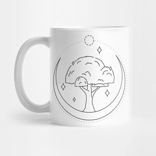 big tree on the crescent moon Mug